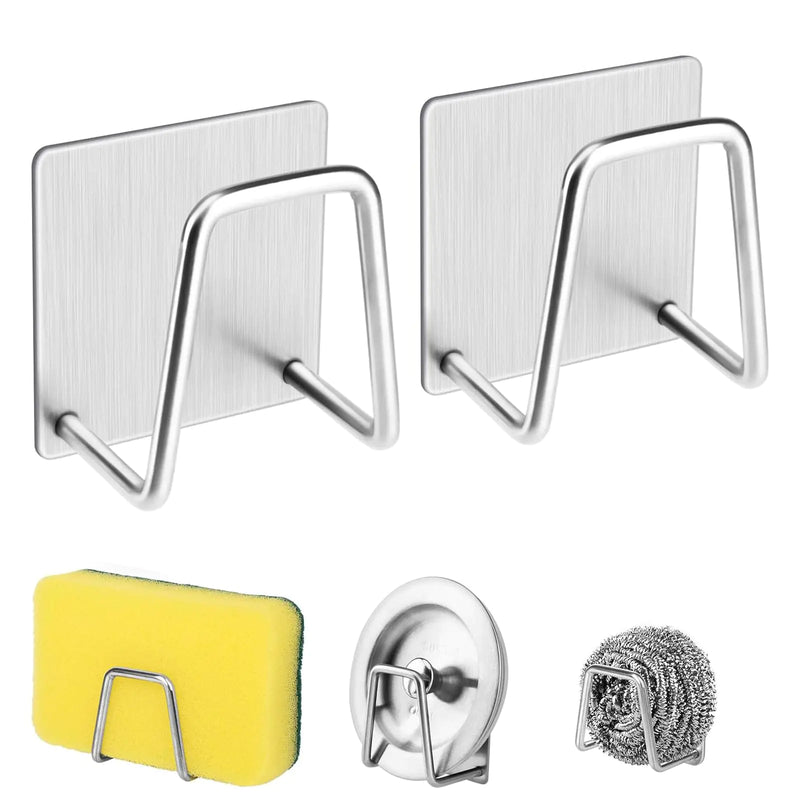 Sink Sponge Holder Sponge Holder for Kitchen Sink Rag Sponge Rack Storage-SUS304 Stainless Steel Sink Rack Quick Drain (Pack of 2) Kitchen Accessories