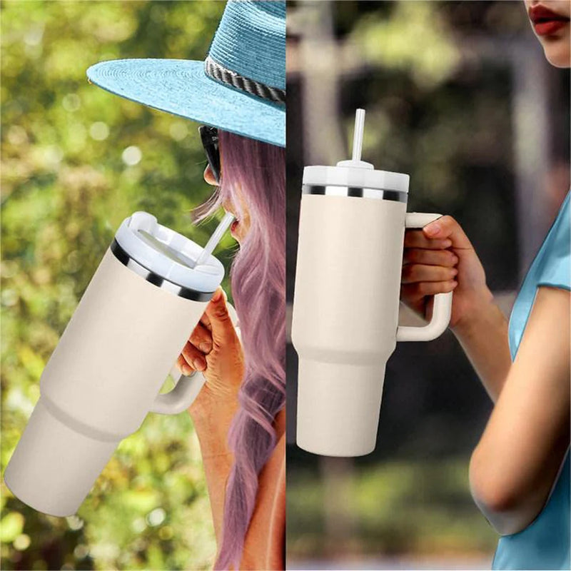 40 oz Car Cup—Hot & Cold Travel Mug cream white