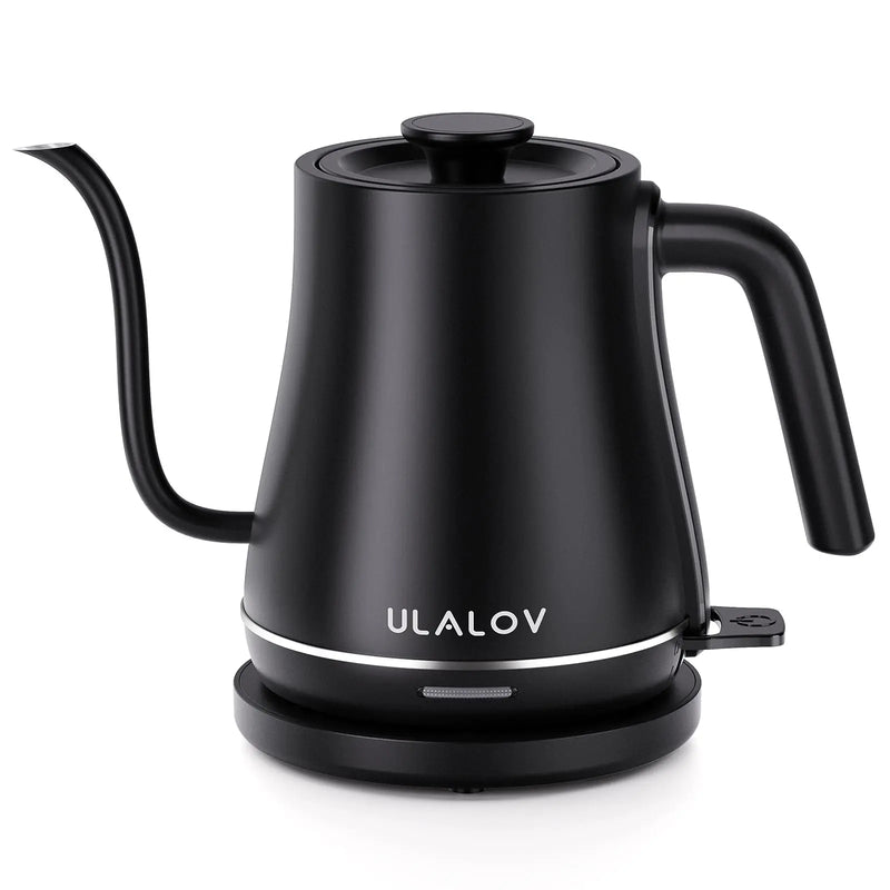 Ulalov Electric Kettle 1L Gooseneck Water Kettle Quick Heating for Pour Over Coffee & Tea Stainless Steel Hot Water Boiler with Auto Shut-Off Boil Dry Protection Matte Black1200W