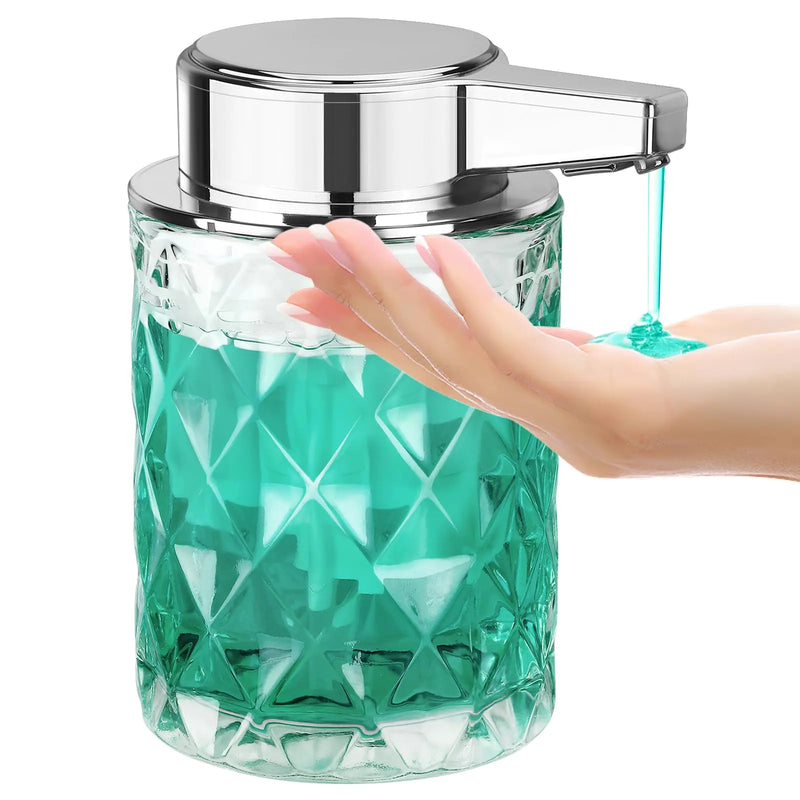 Automatic Soap Dispenser Liquid for Kitchen: 8 OZ Glass Touchless Clear Auto Soap Dispenser for Bathroom - Hand Dish Lotion Home Countertop Kids - Family Couple